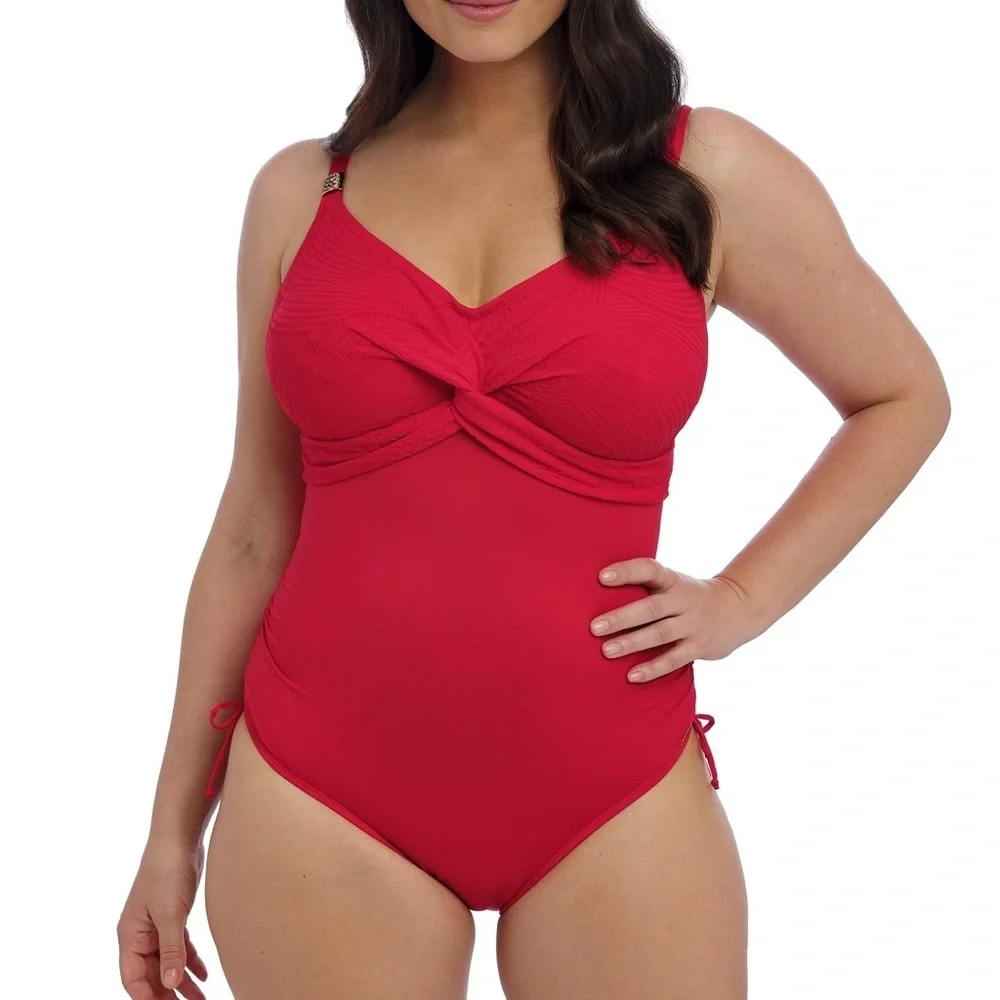 NWT Fantasie Swim Standard Ottawa Underwire Twist Front Swimsuit Red 32H - Picture 2 of 13